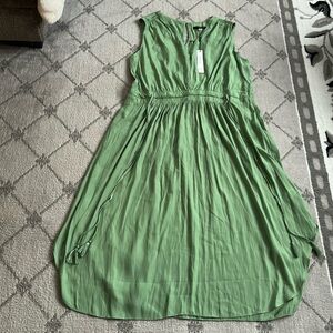 T Tahari Green Scoop Neck Sleeveless Sundress